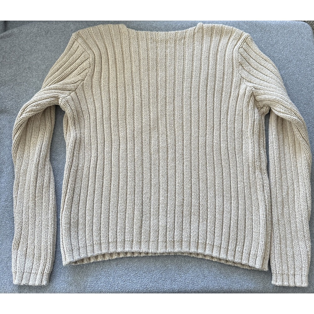 Vintage Polo Ralph Lauren Rib Knit Sweater Mens XL Beige Thick Heavy Chunky 90s - Picture 2 of 6